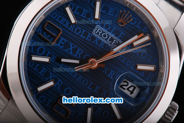 Rolex Datejust Automatic with Blue Dial and Smooth White Bezel - Click Image to Close